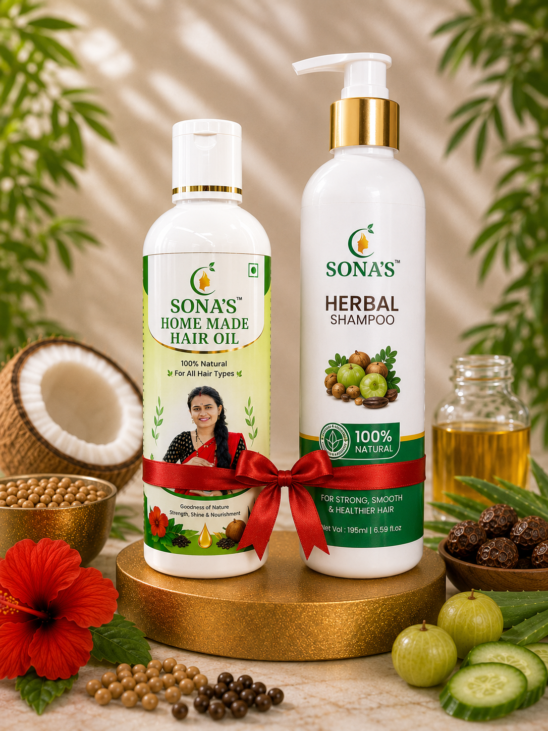 Oil & Shampoo | Best Herbal Hair Oil & Shampoo Combo for Hair Growth & Hair Fall Control – Sona’s Herbal Hair Oil