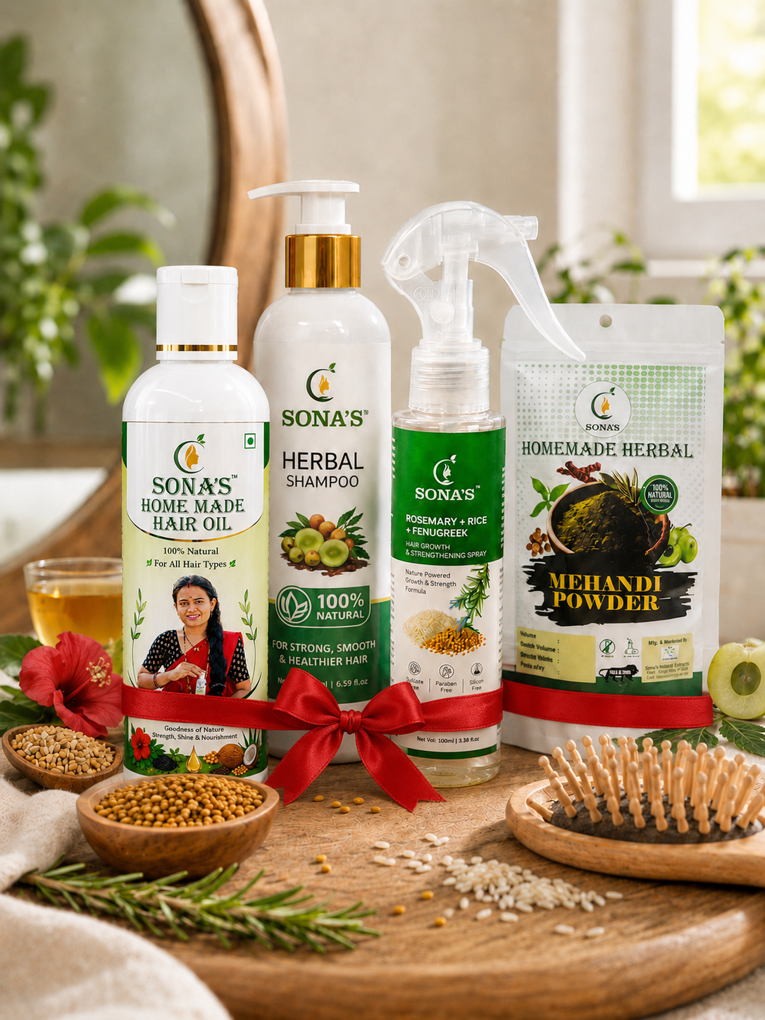 Big Combo Pro | Herbal Hair Oil, Shampoo, Mehndi & Hair Spray Combo for Hair Growth, Hair Fall Control & Grey Hair