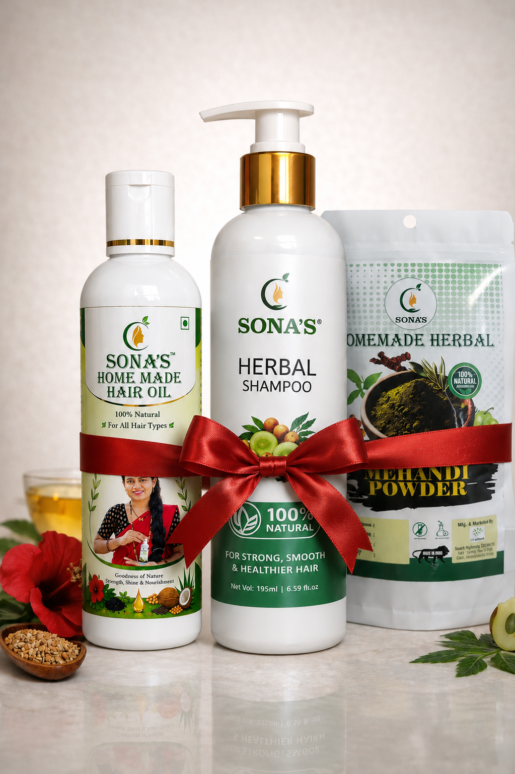 Big Combo | Best Herbal Hair Oil, Shampoo & Mehndi Combo for Hair Growth, Hair Fall Control & Grey Hair