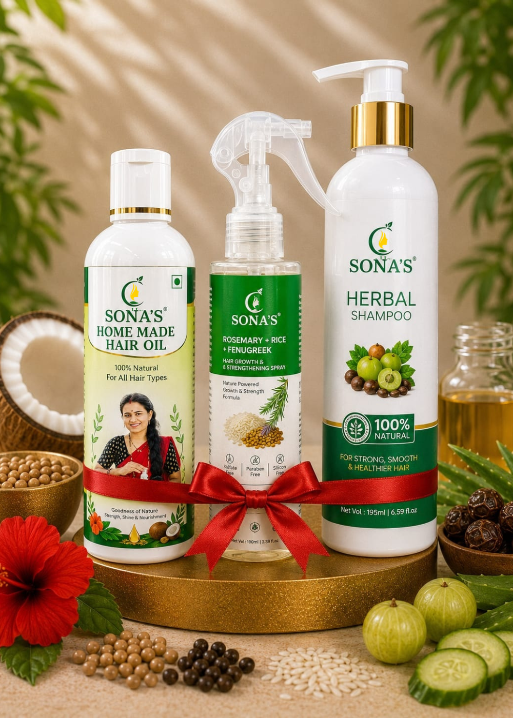 Combo Pro | Best Herbal Hair Oil, Shampoo & Rosemary Hair Spray Combo for Hair Growth & Hair Fall Control